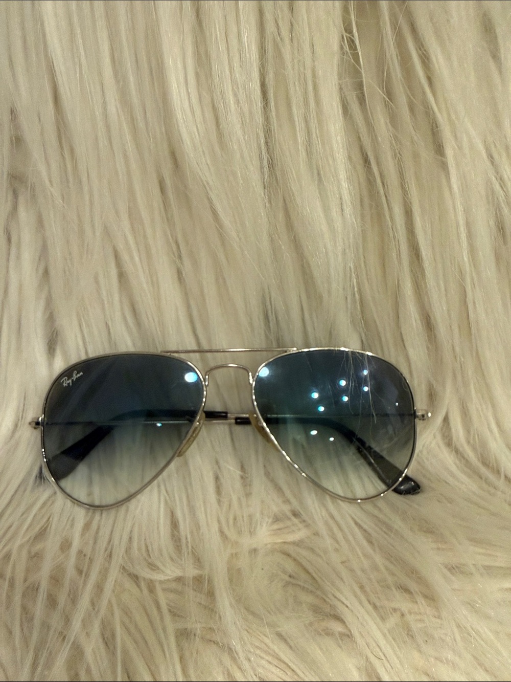 Ray-Ban Men's Aviator Sunglasses — Silver Frame with Blue Gradient Lenses